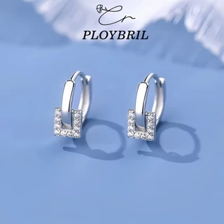 PLOYBRIL ต่างหูเพชร Small Cube ต่างหูแฟชั่น ตุ้มหูห่วง ต่างหูเงิน ตุ้มหูเงิน E009