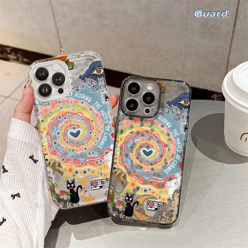 เคสแมวปั่นiPhone 11 12 13 14 15 16 Pro X XR XS Max 7Plus 8Plus โปร่งใส-GD