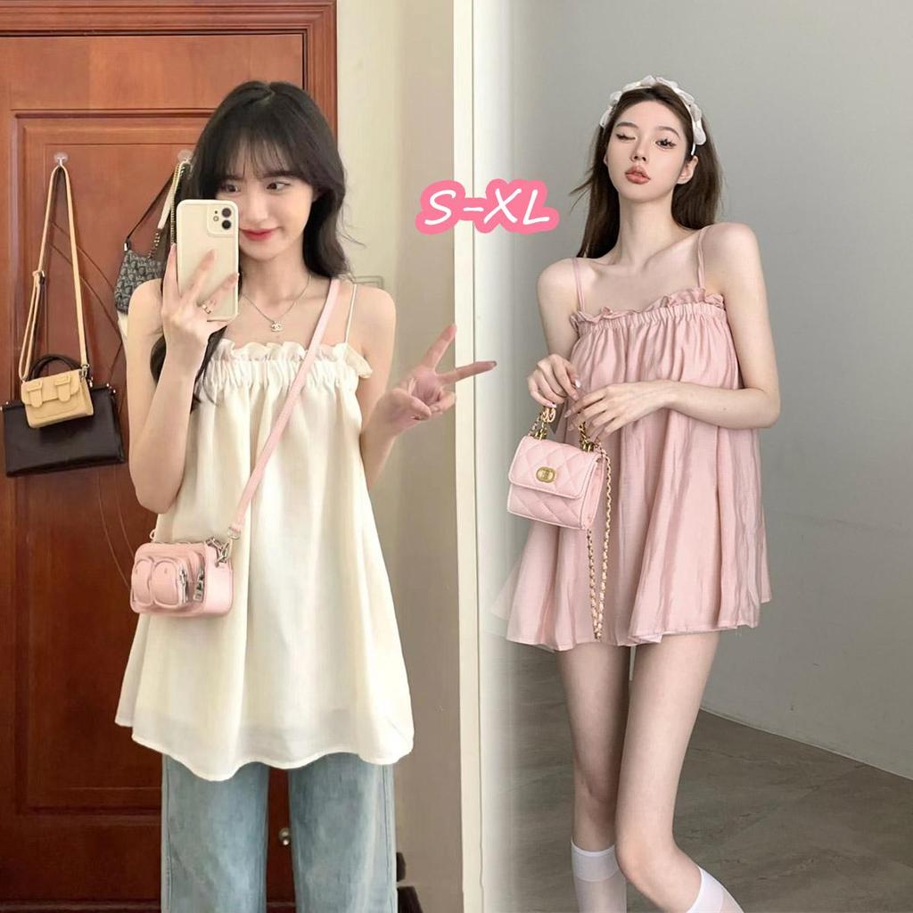 Black#เสื้อแขนกุดเปิดไหล่ ทรงหลวม สไตล์เกาหลี หวาน เซ็กซี่ ใหม่2026 รุ่น99373