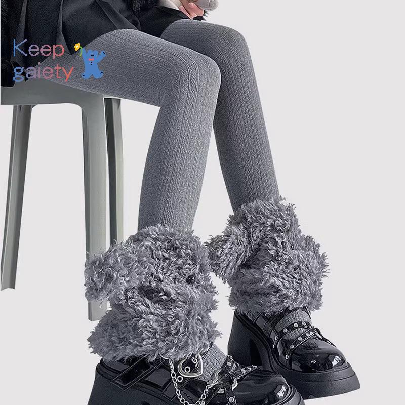 [Kpt-t] ตลกหยิกขาอุ่นฤดูหนาว JK สาวข้อเท้าครอบคลุม Thiened อบอุ่นน่ารักลูกวัวกลาง Sos Harajuku คอสเพ