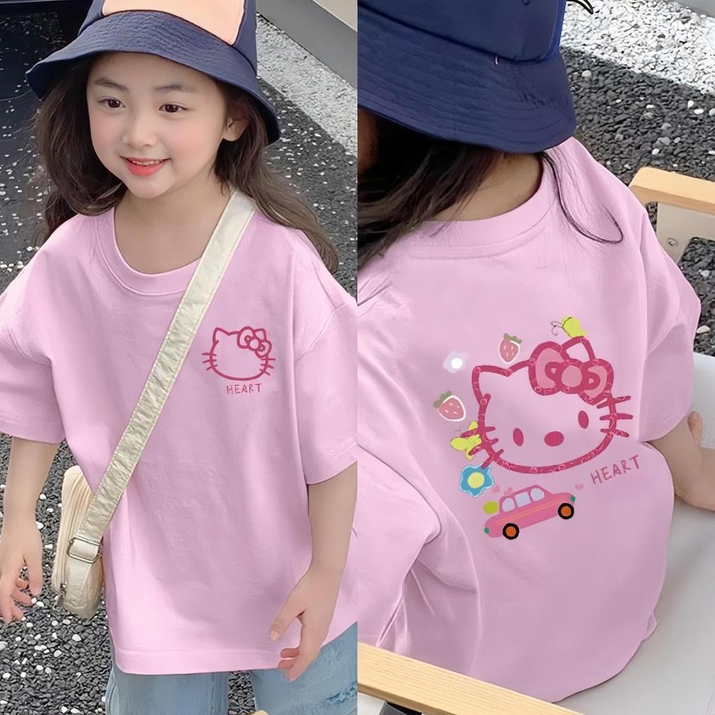 [COD] ชุดตรุษจีนครอบครัว เสื้อคิตตี้ เสื้อยืดแขนสั้น ลายการ์ตูนน่ารักหวาน สำหรับเด็กหญิงและเด็กชาย เสื้อคอกลม ทำจาก ทุกเ