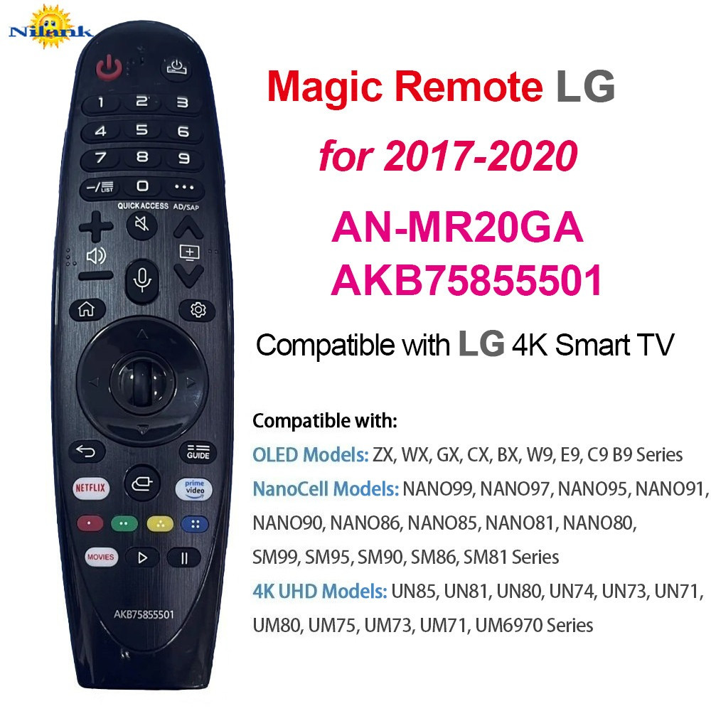 NiLANK รีโมททีวี รีโมท LG Magic Remote (ไม่มีฟังก์ชันเสียงและเมาส์) รุ่น MR20GA/AKB75855501 4K OLED/QNED/UHD/Nanocell (ปี 2017-2020)