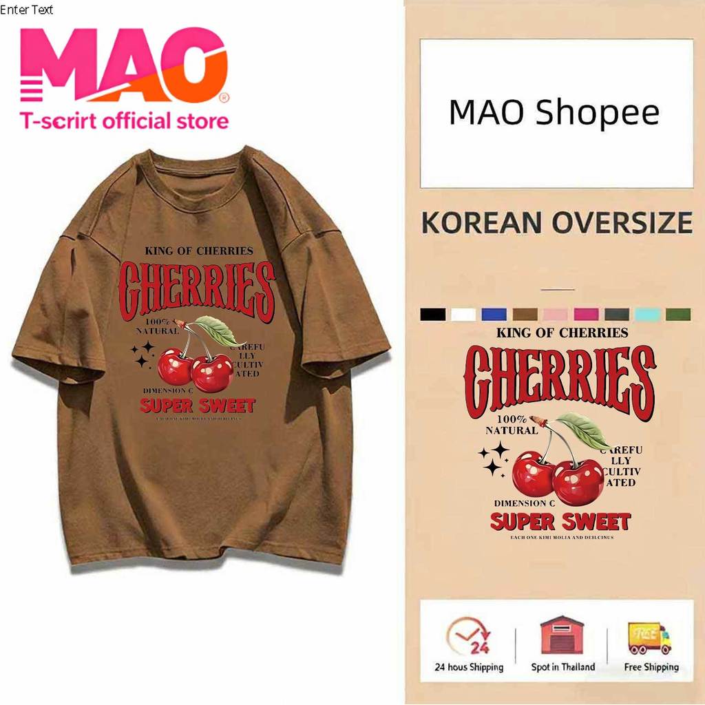 COD✅ (จัดส่งในกรุงเทพฯ) MAO Shop  เสื้อยืดเกาหลี สติ๊กเกอร์สวย เอกลักษณ์หวาน และทันสมัย-08