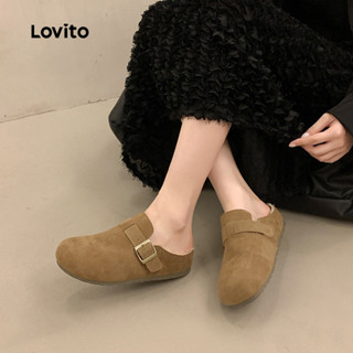 Lovito รองเท้าแตะส้นแบนสไตล์มินิมอลสําหรับผู้หญิง LFA103190