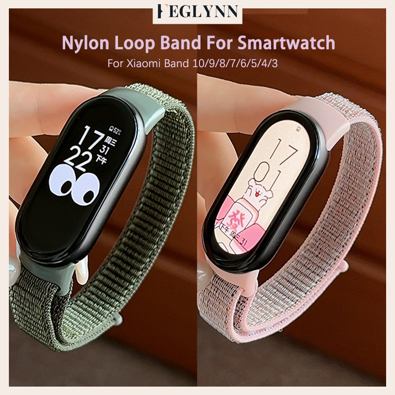 เข็มขัดไนลอน for Xiaomi Mi Band 10 9 8 เข็มขัด Mi Band 7/6/5/4/3 อุปกรณ์เสริมสำหรับเข็มขัดกีฬา for Miband 10 9 8 7 6 5 4