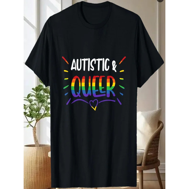 Autistic & Queer Lesbian Bisexual Trans Gay Pride T-Shirt