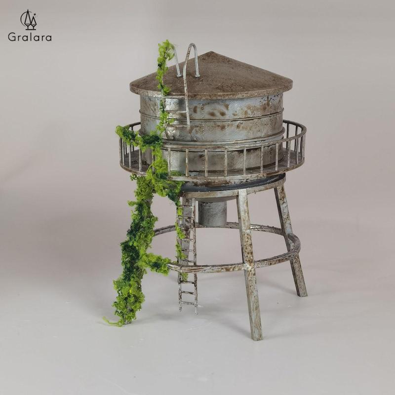 [lzdhuiz3] Mini Water Tower รุ่น 1/64 รุ่น Railwater ถังโครงสร้างเรซิ่นตกแต่ง Miniature เหมาะสําหรับ