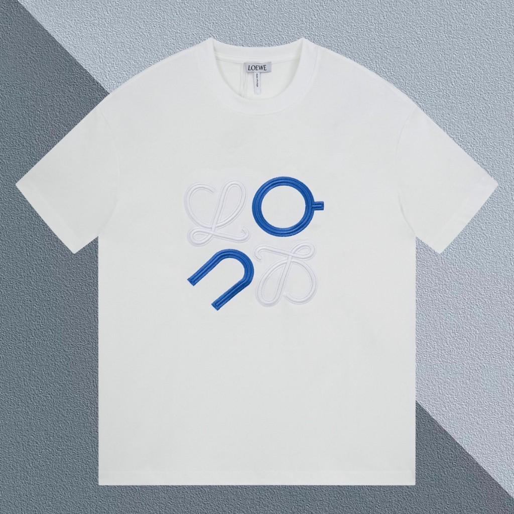 Loew & e2026 Star คลาสสิกรอบคอแขนสั้นเสื้อยืดผู้ชายผู้หญิงสไตล์ Contrast สีหรูหราพิมพ์ตัวอักษร Daily