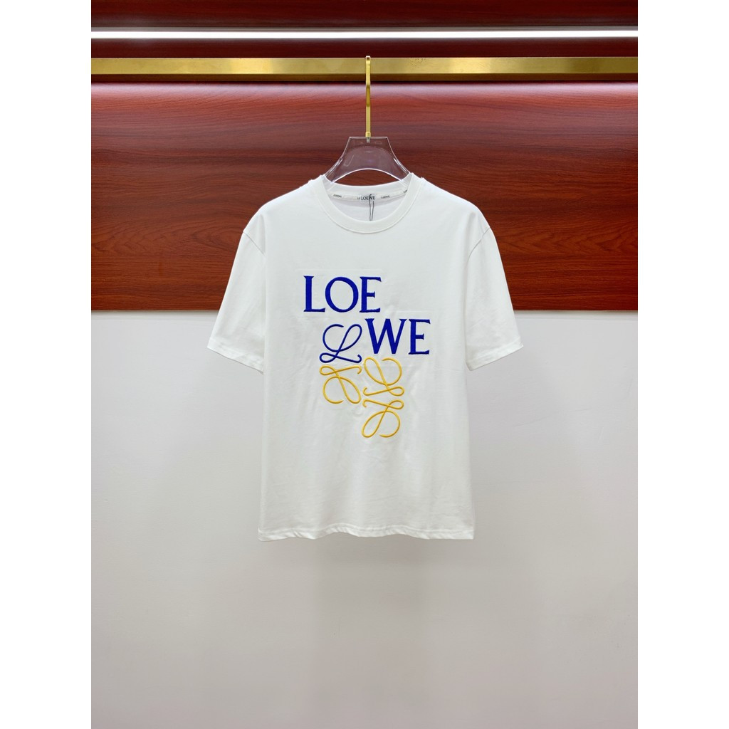 Loe * we2026 Star เสื้อยืดคอกลมแขนสั้นสไตล์คู่ผู้ชายด้านในด้านหน้าไหล่ฐานด้านในรอบคอ Slim-Fit Origin