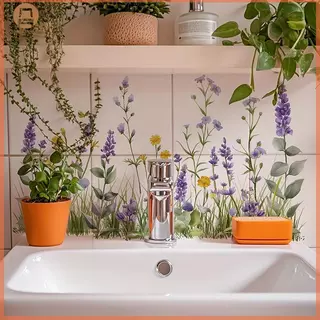 ABOVE ดอกไม้สดรูปแบบอ่างล้างจานพื้นที่ Baground Wall Stier ห้องน้ําตกแต่งผนัง Self-Adhesive ที่ถอดออกได้กันน้ํา Creative Stier TH