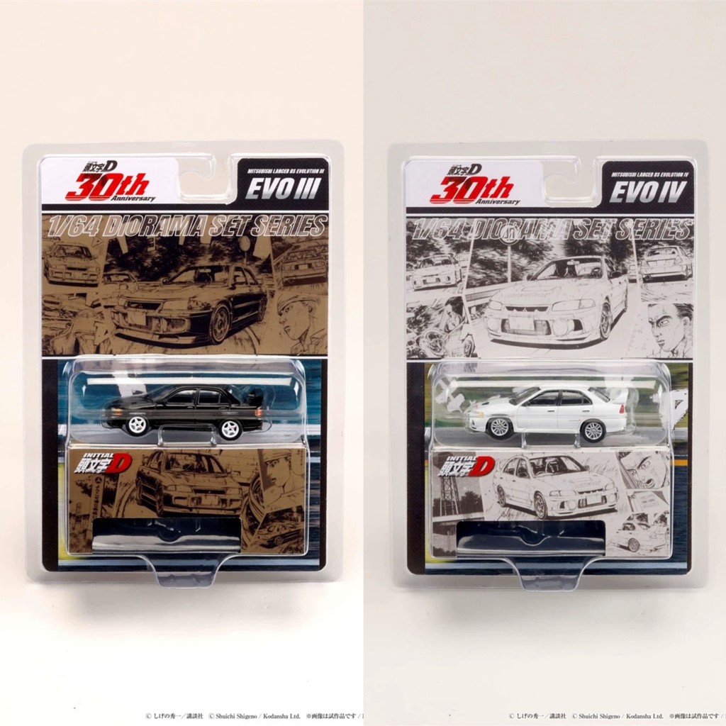 [คลังสินค้าพร้อม] HobbyJapan 1: 64 Mitsubishi EVO 3 4 Initial D 30th Anniversary Hanging Card Alloy 