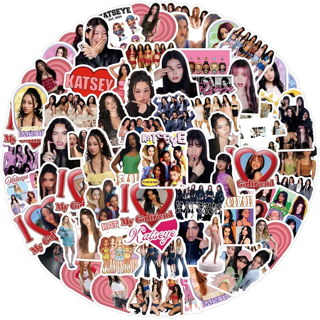 Katseye Stickers 122 ชิ้น Pack - สติ๊กเกอร์กราฟฟิตี้รูปทรงสีสันสดใสและสวยงามเหมาะสําหรับการตกแต่งวัน