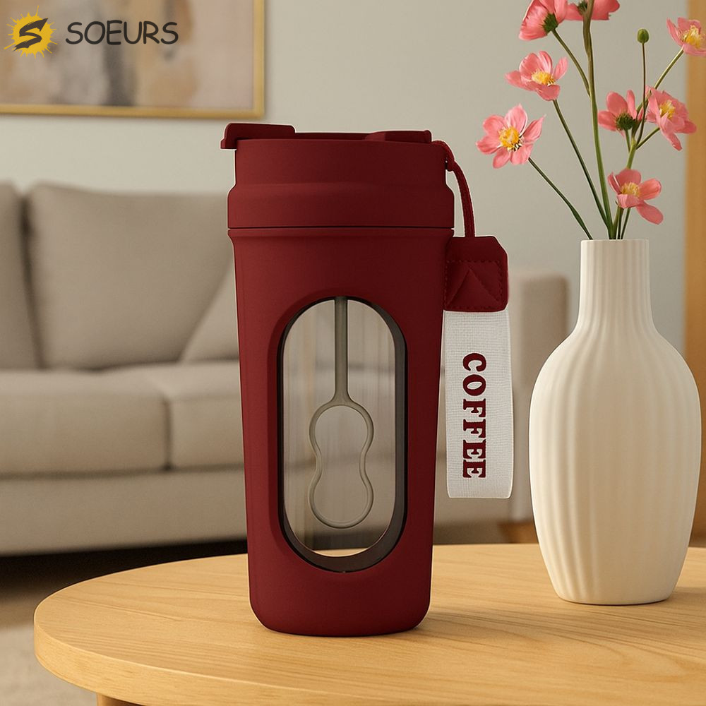 SOEURS แก้วผสมไฟฟ้า, 450ML ป้องกันการรั่วอัตโนมัติกวนแก้วกาแฟ,แบบพกพา USB ชาร์จดื่มคู่เครื่องปั่นแบบพกพาของขวัญ
