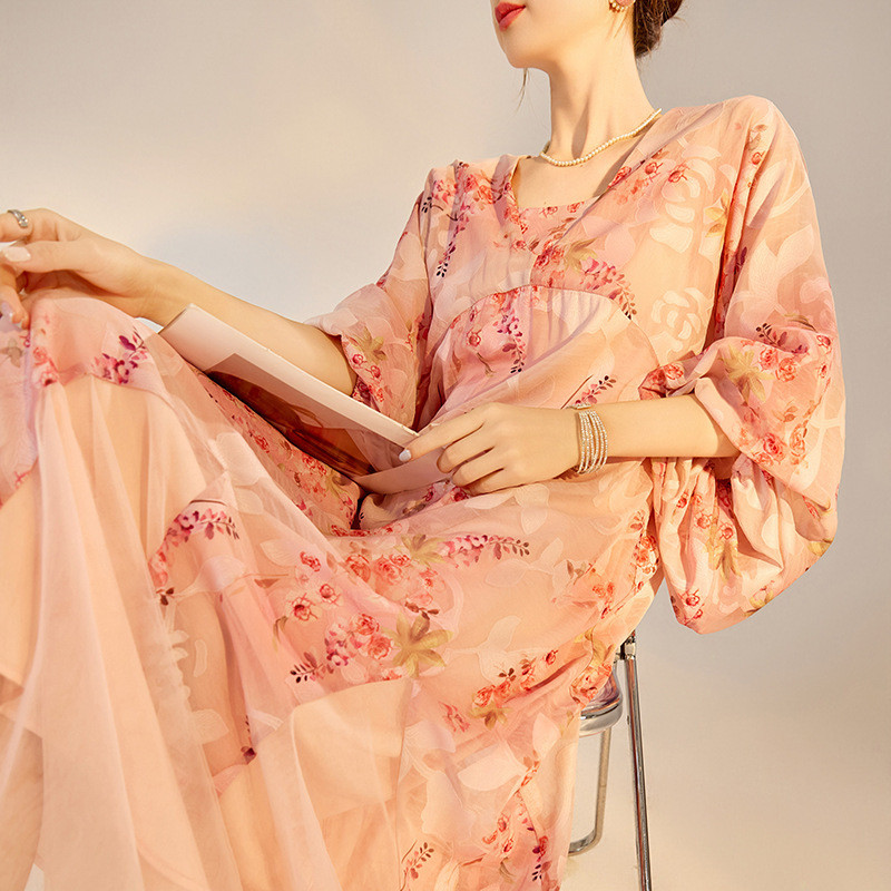 ฤดูใบไม้ผลิฤดูร้อน Slimmer ดูดอกไม้สไตล์คนดัง Fairy กระโปรงสไตล์ฝรั่งเศส Super สวยอารมณ์ชุดสวย ZX สไ