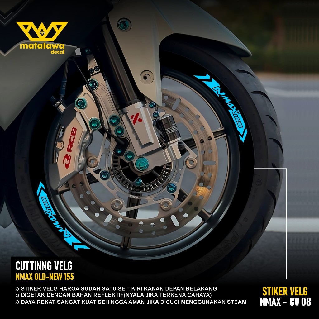 PREMIUM FRONT REAR RIMS สติ๊กเกอร์ตัดขอบ NMAX 155 เชื่อมต่อ liss สติ๊กเกอร์ variation yamaha old new
