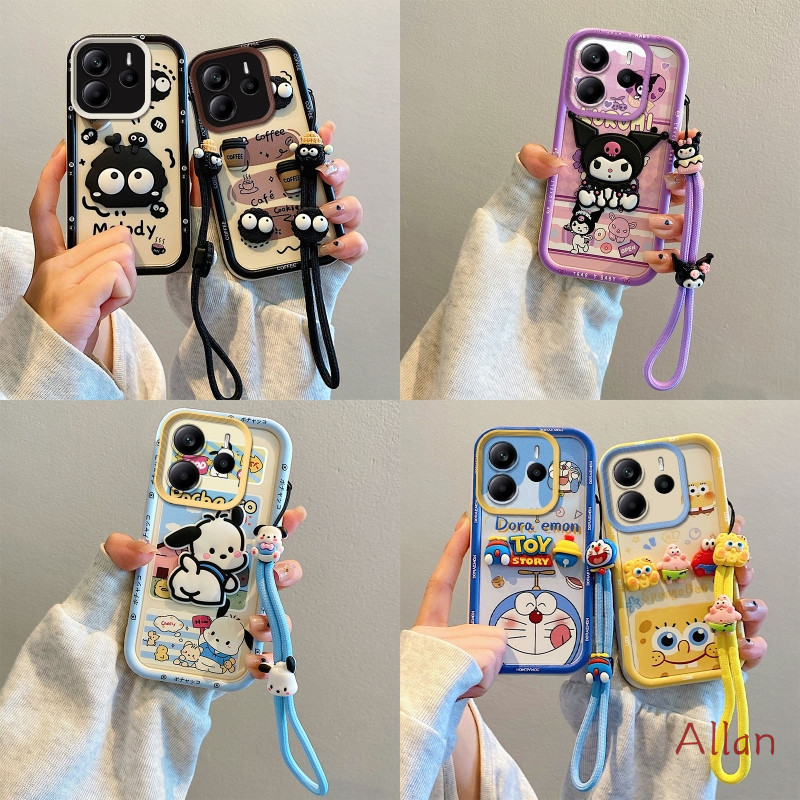 เคส redmi note 14 4G กรณี TPU 2026 ใหม่ Kawaii ซิลิโคนนุ่มคลุมทั้งหมดกันกระแทก, Lanyard Anti-Loss เคสโทรศัพท์ BSJGS