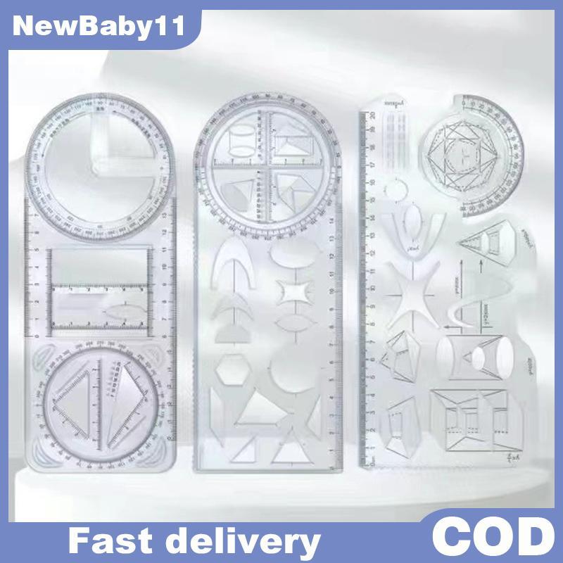 NY 1 ชิ้นอเนกประสงค์ 360 ° ไม้บรรทัดวาดเรขาคณิตเคลื่อนย้ายได้สําหรับนักเรียนชั้นประถมศึกษาคณิตศาสตร์