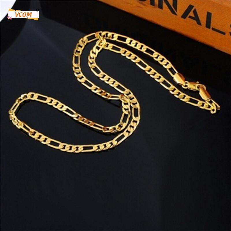 VCOM สร้อยคอโซ่ทอง18K สำหรับผู้ชายสร้อยคอยาวสไตล์พังค์สำหรับผู้หญิง DDC
