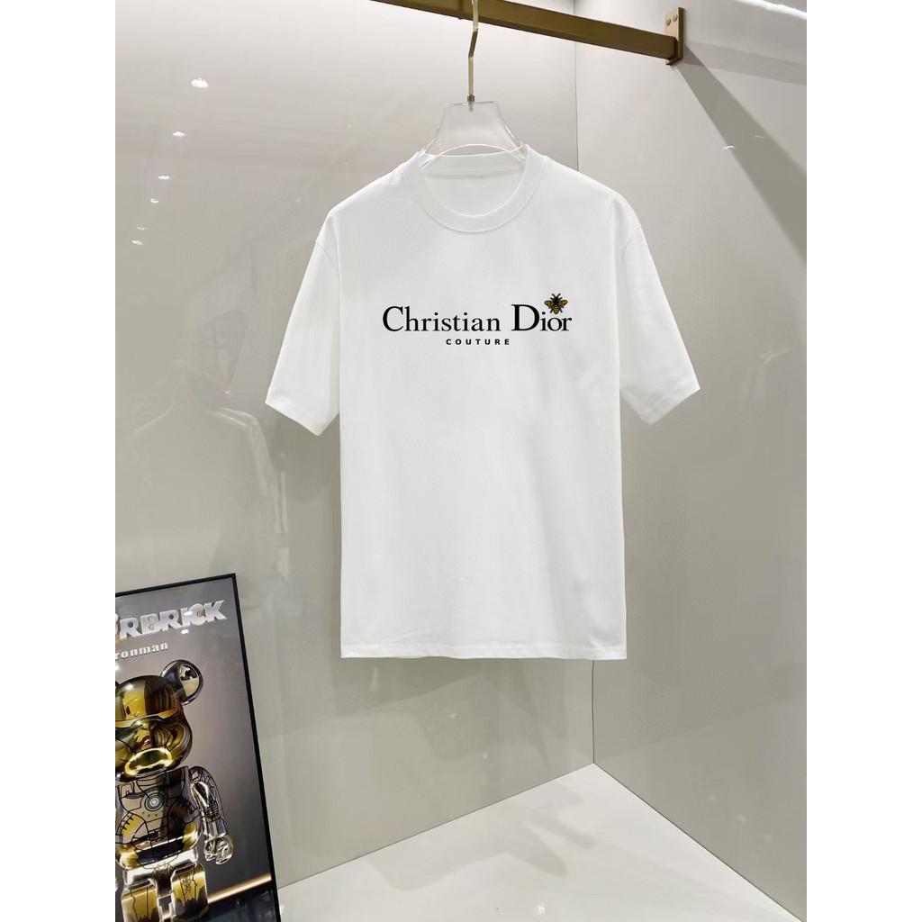 เสื้อยืดพิมพ์ลาย Dior สไตล์ใหม่สำหรับผู้ชายและผู้หญิง ผ้าฝ้ายแท้ 100%