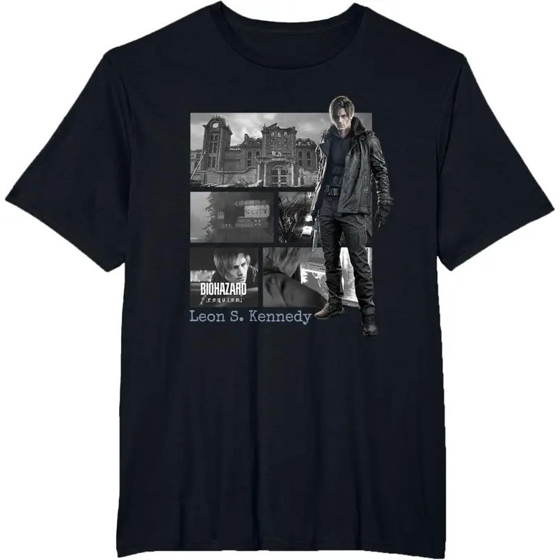 เสื้อยืด Resident Evil Leon S. Kennedy Requiem สไตล์ Remake RE4 นักฆ่าซอมบี้ ผู้รอดชีวิตจาก Raccoon 
