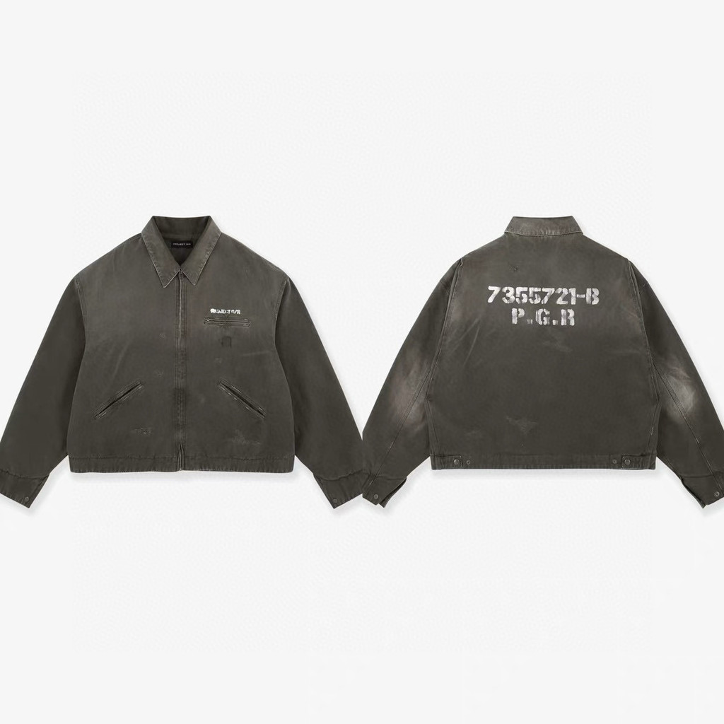 E9SZ Grailz project GR Distressed washed Detroit work jacket, the same style as Ouyang Nana's coat