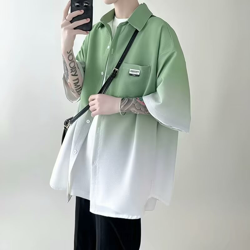 เสื้อเชิ้ตชายลายโทนสีฤดูร้อน ดีไซน์คลายแขน ใส่สบายสำหรับวันสบายๆ