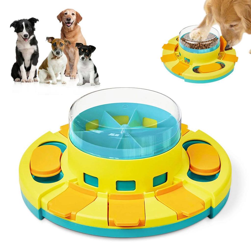 🐶 พร้อมส่ง | จานบินฝึกสมองสุนัข กด-หมุน-กิน | ของเล่นซ่อนขนม ชะลอการกิน เสริมพัฒนาการ 🦴