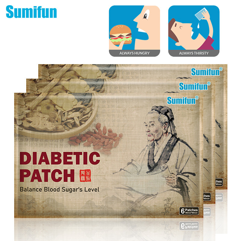 6 ชิ้น Sumifun แผ่นแปะเบาหวานสมุนไพรพลาสเตอร์