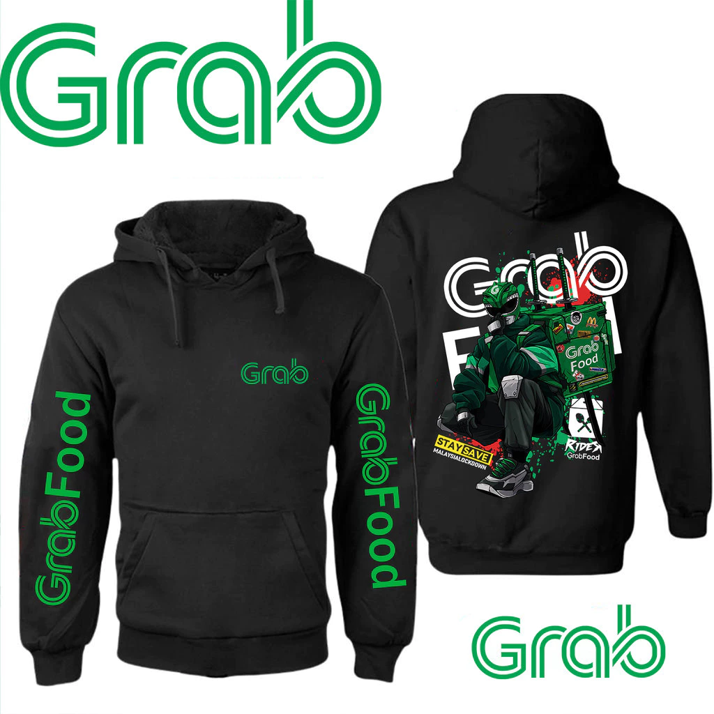 【HOT เสื้อฮู้ด】 เสื้อไรเดอร์ Grab เสื้อกันหนาว สกรีนลายตามแบบ แกร็บ ฟูด (GrabFood) M-3XL#25