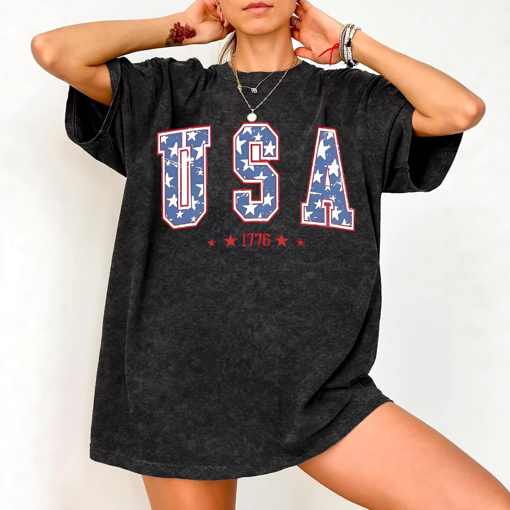 Retro Washed Distressed Bow Elements All-Match 2D Printing