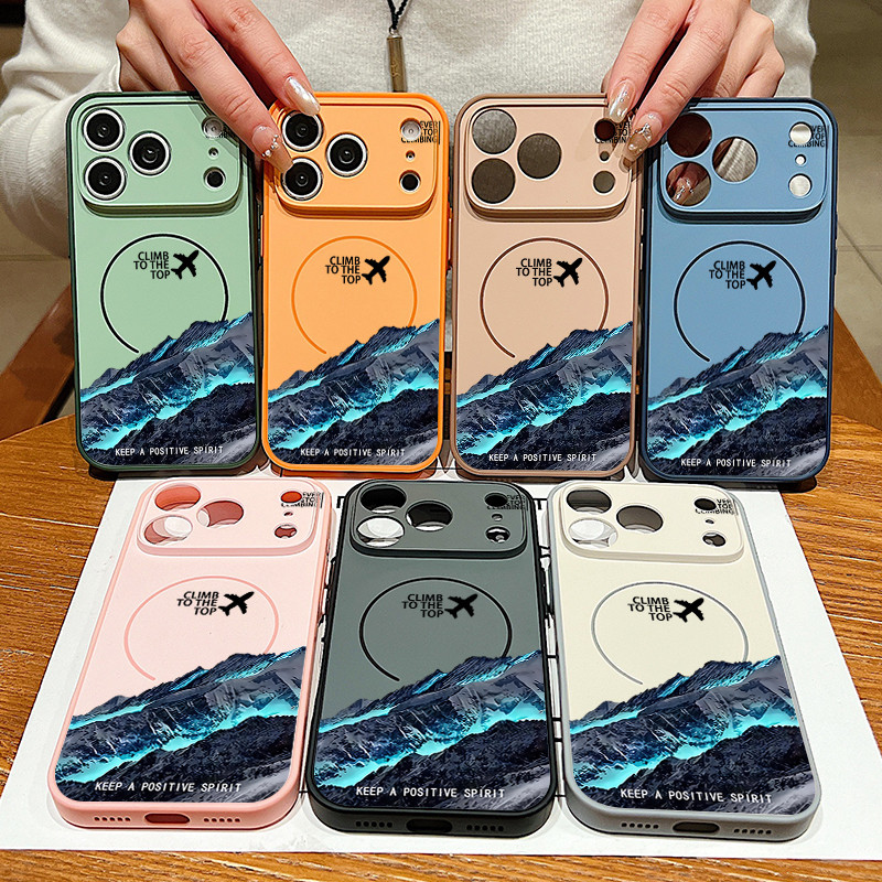 เคสแม่เหล็กสําหรับiPhone 17 PRO 16 15 14 13 Pro snow Mountainเครื่องบินรูปแบบIphone Case cover