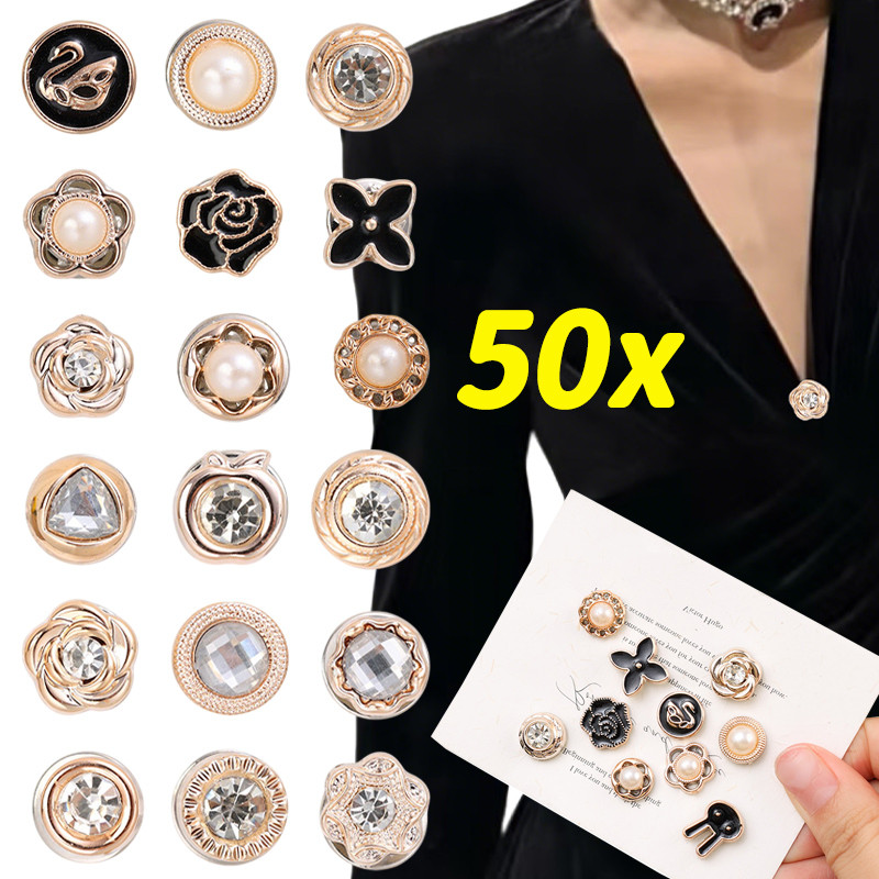 เสื้อยืดไม่มีแขนสำหรับผู้หญิง ตกแต่งด้วยปุ่ม Rhinestone Pearl แฟชั่น