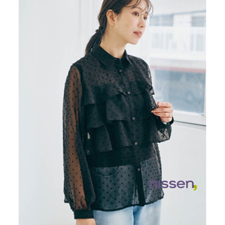 Direct from Japan Nissen_เสื้อเบลาส์ลายจุดซีทรูระบาย 3 ชั้น …