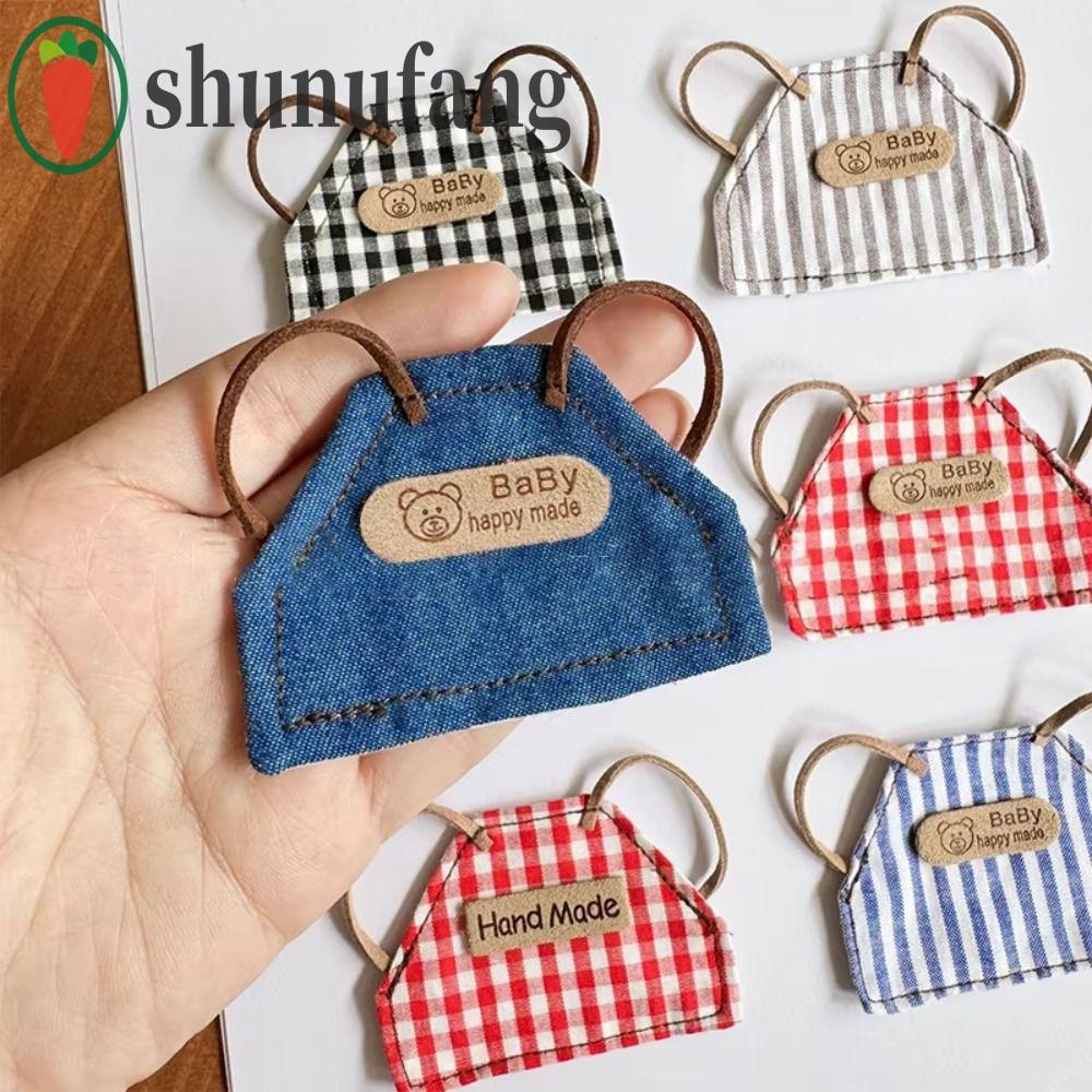 เสื้อผ้าตุ๊กตา UNUF, DIY Retro 10 ซม./15 ซม.ตุ๊กตาผ้ากันเปื้อนยีนส์,เด็กแต่งตัวชุดลําลองลายสก๊อตลายต