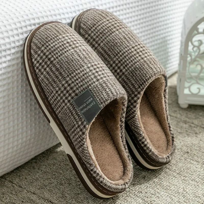 Coslony men home slippers winter warm shoes Slip On Plush Furry Shoes lovers Home Shoes Female Comfo