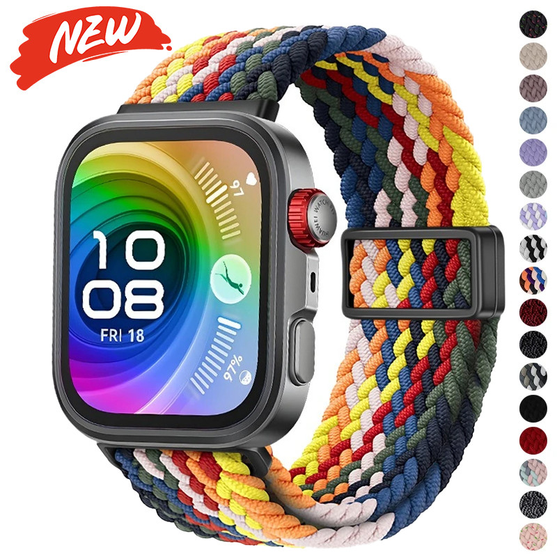 สายรัดไนลอนถักสําหรับนาฬิกา Huawei Fit 3/4/4 pro แม่เหล็กปรับสบายสําหรับ Huawei Watch Fit 4/3 สร้อยข้อมือเข็มขัด