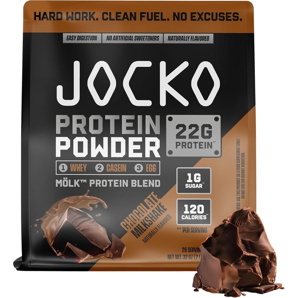 Jocko Fuel Mölk Whey Protein Powder 22g Protein - Low Sugar Monk Fruit Blend - Muscle Recovery & Gro