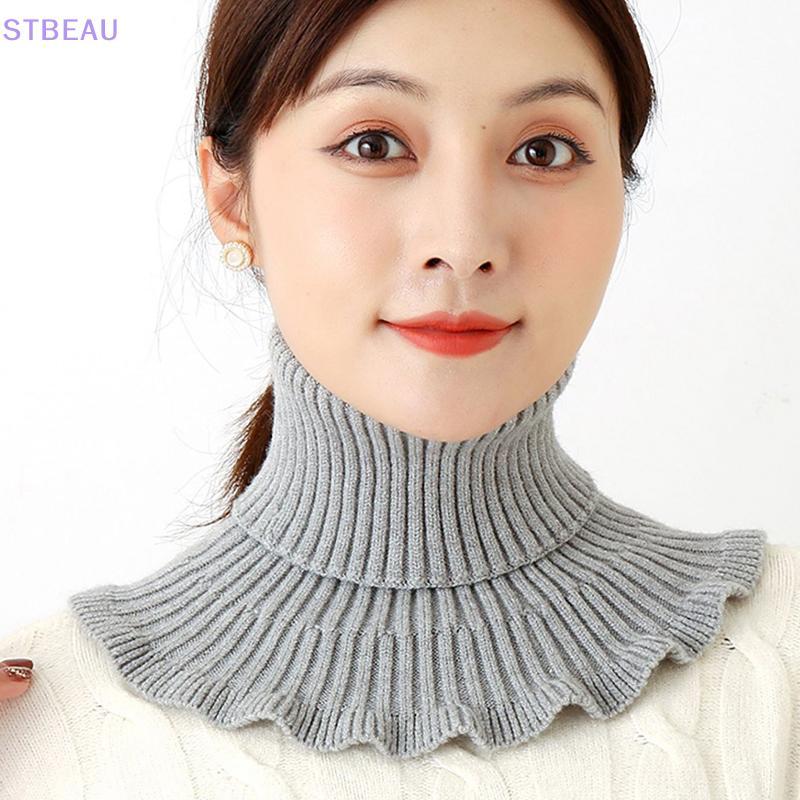 [cxSTBEAU] ผู้หญิงถักผ้าพันคอคอปกปลอม Warm Turtlene Ne อุ่นที่ถอดออกได้ฤดูหนาว Windproof ผ้าพันคอเท็