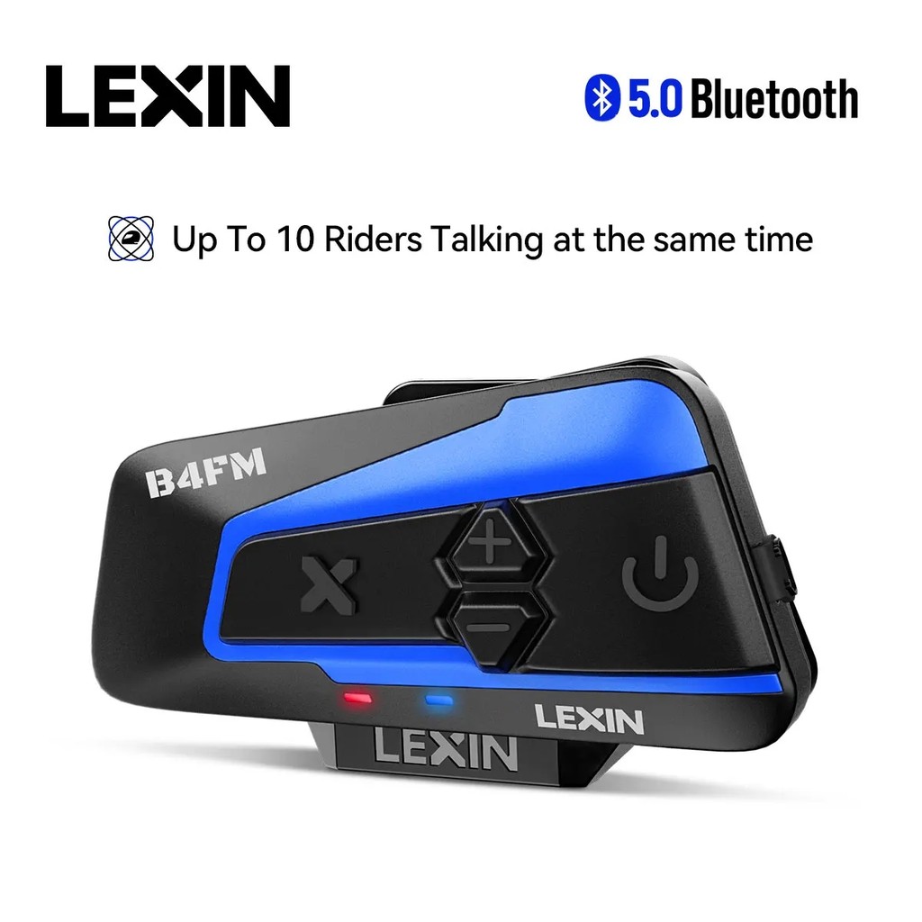 Gยี่ห้อ Lexin LX-B4FM-X สําหรับผู้ขับขี่ 10 คน Intercom รถจักรยานยนต์ชุดหูฟังหมวกนิรภัย Bluetooth BT