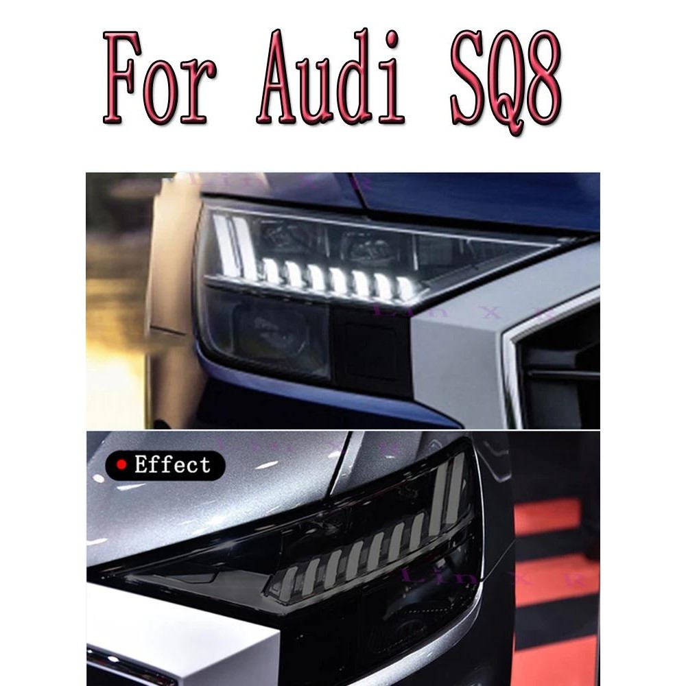 ไฟหน้ารถ Tint สีดําป้องกันฟิล์มไวนิลไฟท้ายโปร่งใส TPU สติกเกอร์สําหรับ Audi Q8 SQ8 RSQ8 2019 2020 อุ