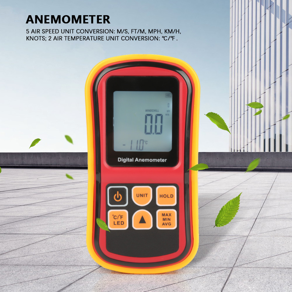GM8901 มือถือ LCD เครื่องวัดความเร็วลมดิจิตอลเครื่องวัดความเร็วลมเครื่องวัดอุณหภูมิความเร็วลม