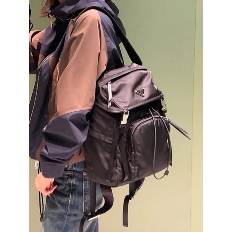 [Nide Bags] Daigou Level Ps Prada Re-Nylon สไตล์ใหม่ล่าสุด Prada Nylon Multifunctional Backpack Scho