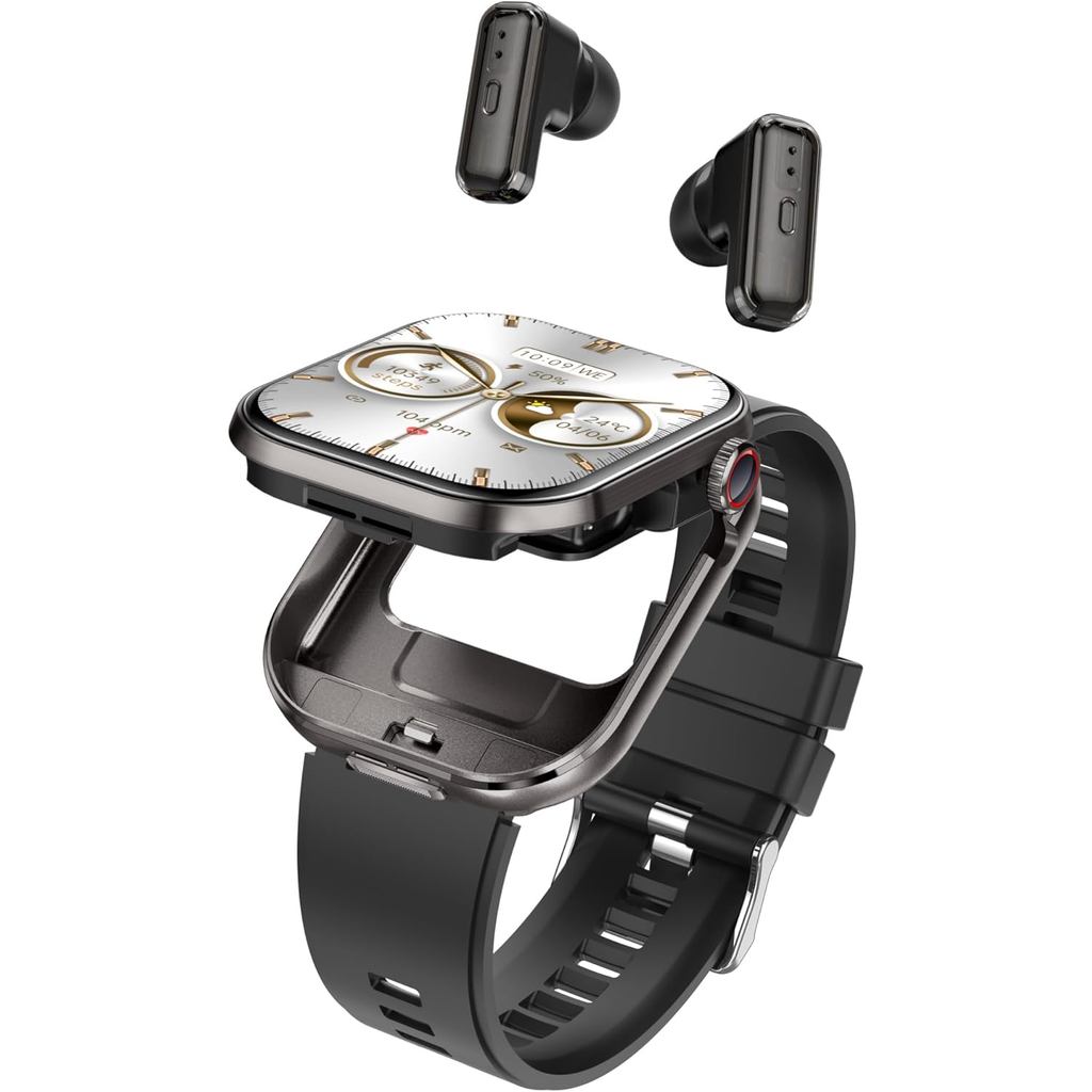 2 in 1 สมาร์ทวอทช์พร้อมหูฟัง TWS, 2.02 "นาฬิกาออกกําลังกายหน้าจอสัมผัส HD,การโทรบลูทูธ,ตัวติดตามกีฬา