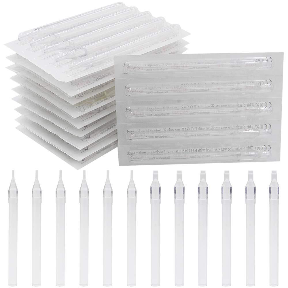 100PCS ผสมยาวทิ้ง Tattoo เคล็ดลับหลอดสําหรับ 3RL 5RL 7RL 9RL 3RS 5RS 7RS 9RS 5M1 7M1 เข็มสักเคล็ดลับ
