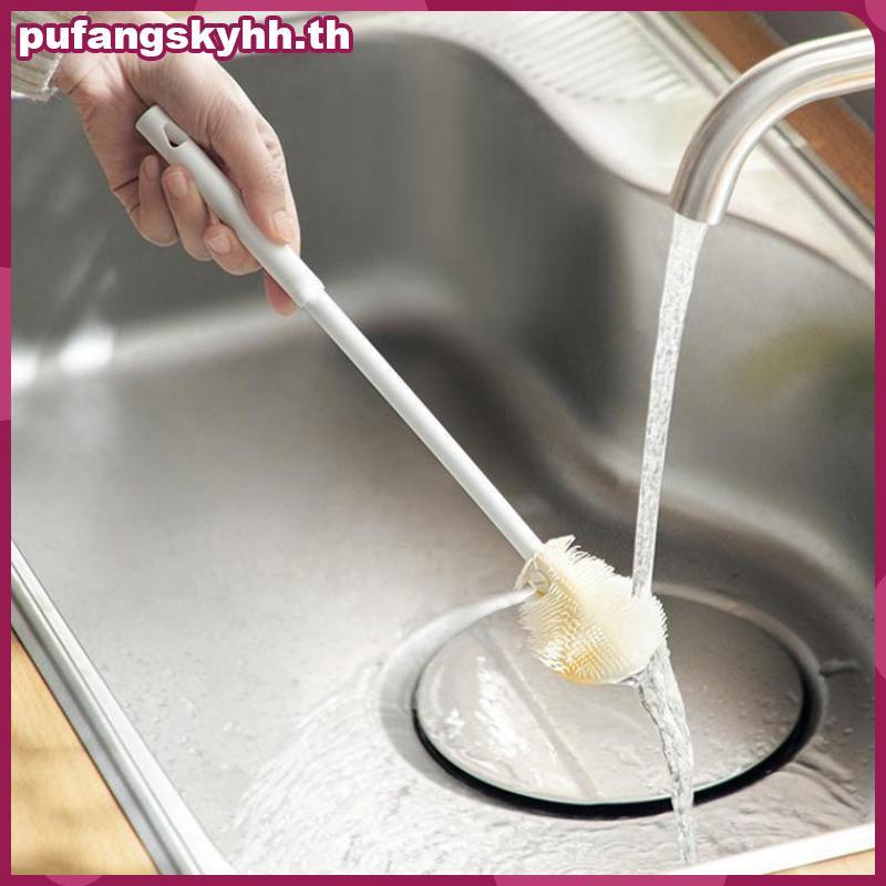 PUKYHH แปรงทําความสะอาดถ้วยด้ามยาวขวดทําความสะอาดขวดนมซิลิโคน Wineglass ถ้วยทําความสะอาดแก้วในครัวเร