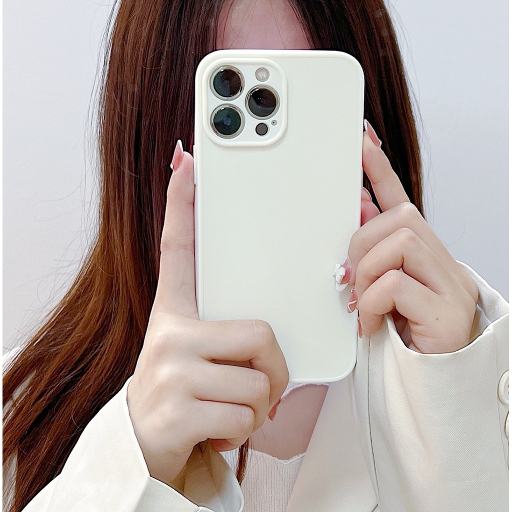 ขอบตรงสีขาวสีทึบเคสป้องกันเต็มรูปแบบกันกระแทกสําหรับ iPhone 13 Pro Max 16 Pro