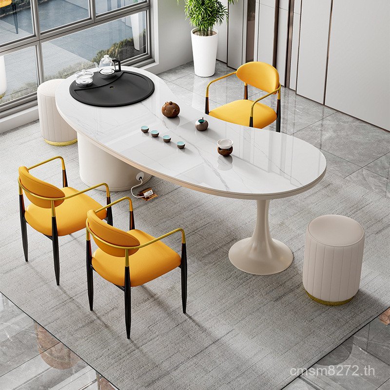 Simple โต๊ะน้ําชาโต๊ะน้ําชา High-End Room Home Modern Office Tea Rock Light โต๊ะเก้าอี้โต๊ะกาแฟผสมหร
