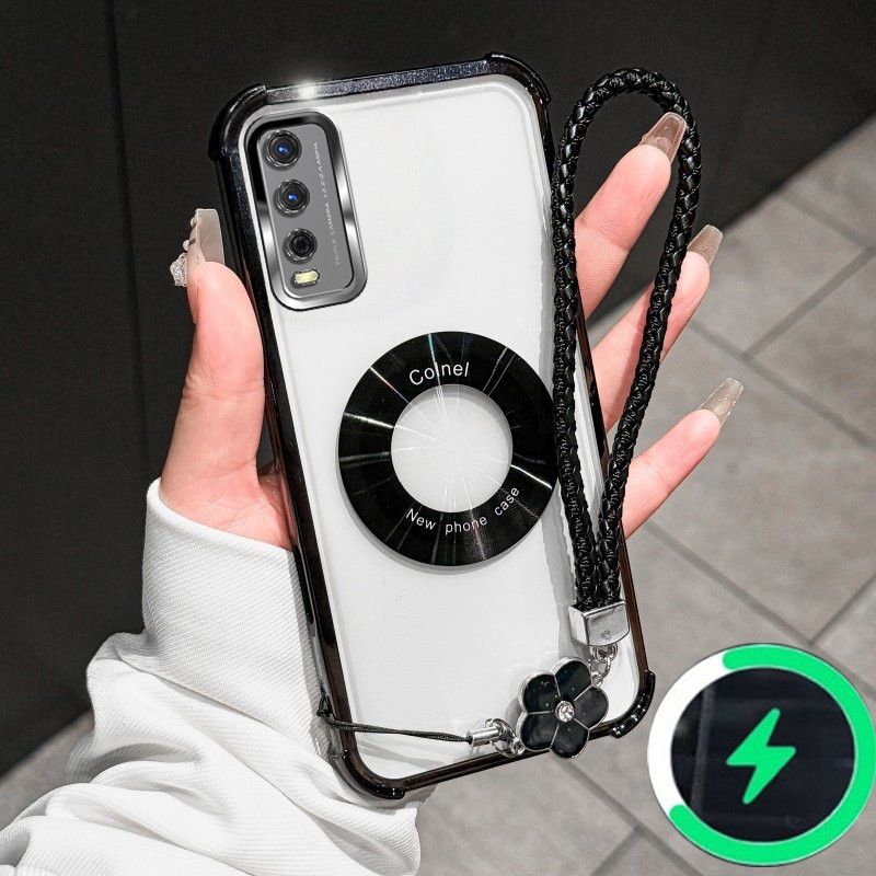 เหมาะสําหรับ Vivo Y20 Y20S Y12A Y12S y20i Y70S เคสโทรศัพท์เปลือกนิ่มโปร่งใสพร้อมสายคล้องมือเรียบง่าย