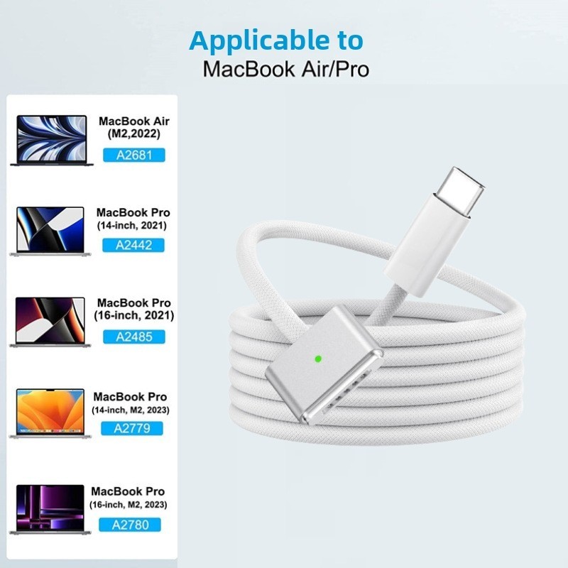 Type-C ถึง Mags-3 Magnetic PD 140W Fast Charging 2 M สําหรับ Macbook Air Pro Usb C สายชาร์จ