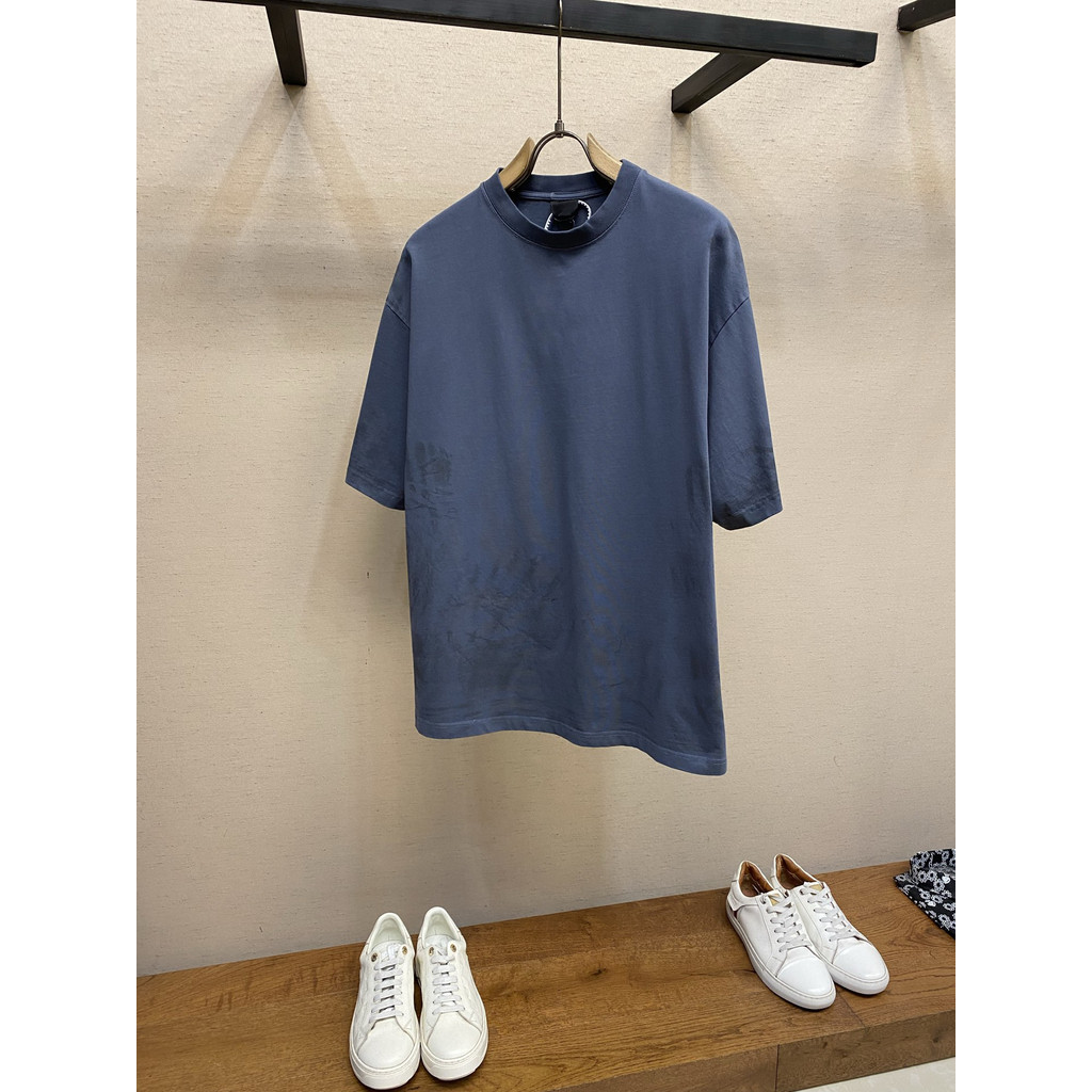 BEDC B-LG Men's faded graphic embroidered short-sleeve t-shirt with round neck T Shirt